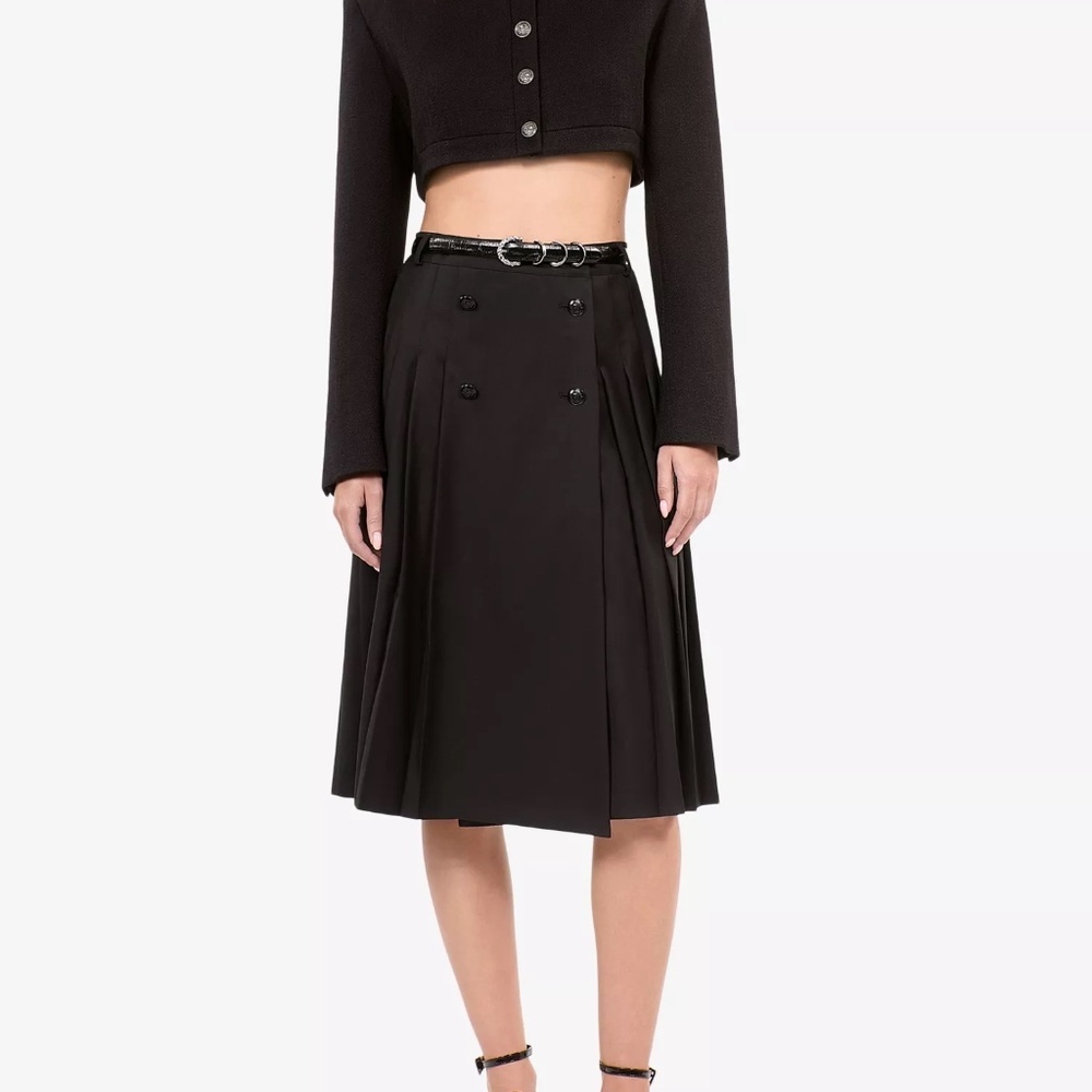 🖤✨ NWT The Kooples Button-Embellished Pleated Wool Midi Skirt | $435 RETAIL! - Picture 2 of 10